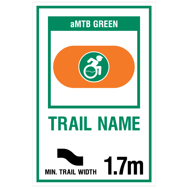 B295 Green Freeride aMTB Trail Sign with Custom Name & Trail Width 12" x 18" Coroplast