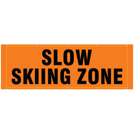 BH18 Slow Skiing Zone - Hi Vis Orange Banner Horizontal 84" x 30"