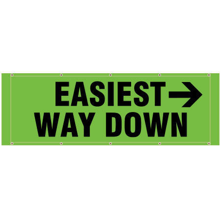 BH28 Easiest Way Down Arrow Pointing Right - Hi Vis Green Banner Horizontal 84" x 30"