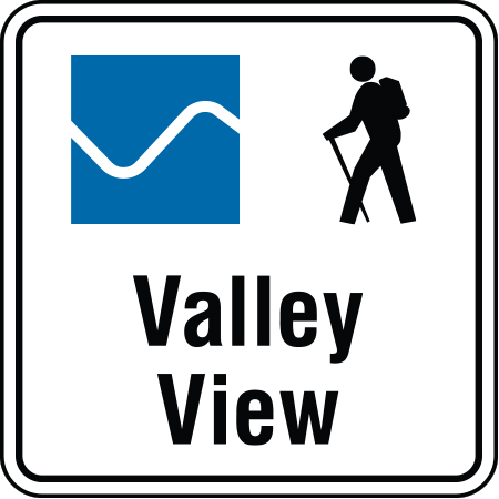 B162 Blue Square Hiking with Custom Trail Name 18" x 18" Aluminum