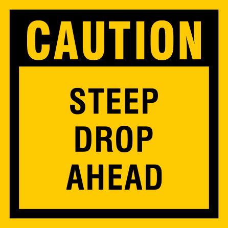 B417 Caution - Steep Drop Ahead 18" x 18" Coroplast