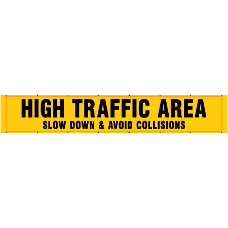 BF14 High Traffic Area Slow Down & Avoid Collisions - Yellow Banner Horizontal 14' x 30"