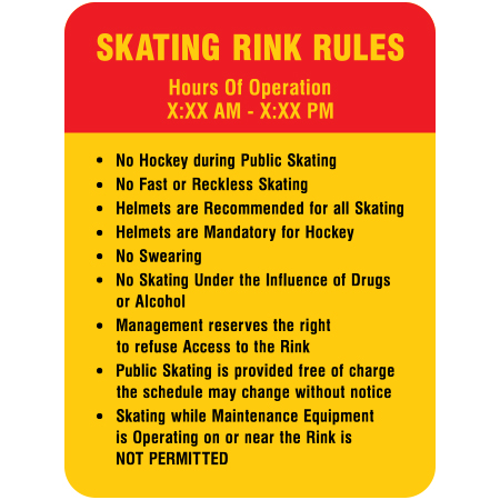 W401 Skating Rink Rules Hours of Operation 24" x 36"