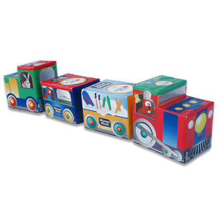 Full Foam Train with Full Colour Graphics - 2 Rectangle Blocks, 2 Caboose Ends