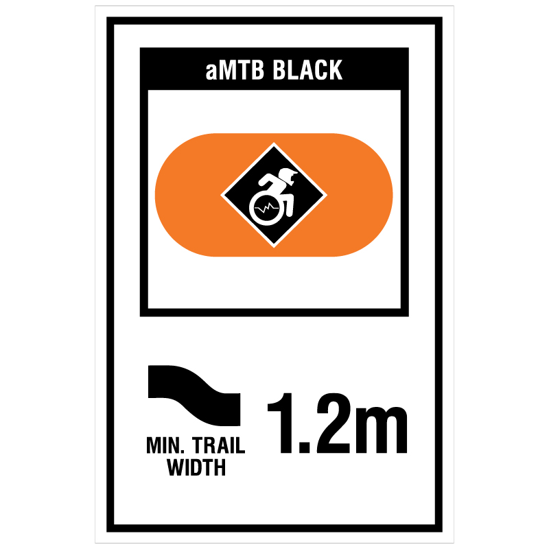 B292 Black Diamond Freeride aMTB Trail Sign with Trail Width 18" x 24" Coroplast