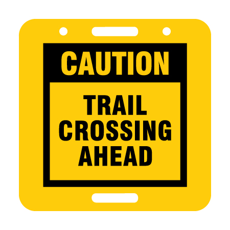 D50 Caution Trail Crossing Ahead - Yellow Square Disc 11.5" x 11.5"