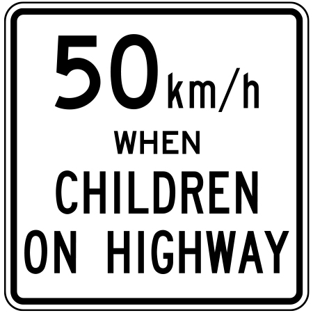 PS-001-Tcx School Area Ahead Sign 50km/h When Children on Highway 24" x 24" ASTM 1 Engineer Grade Reflective
