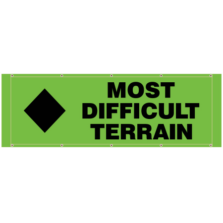 BH25 Most Difficult Terrain - Hi Vis Green Banner Horizontal 84" x 30"