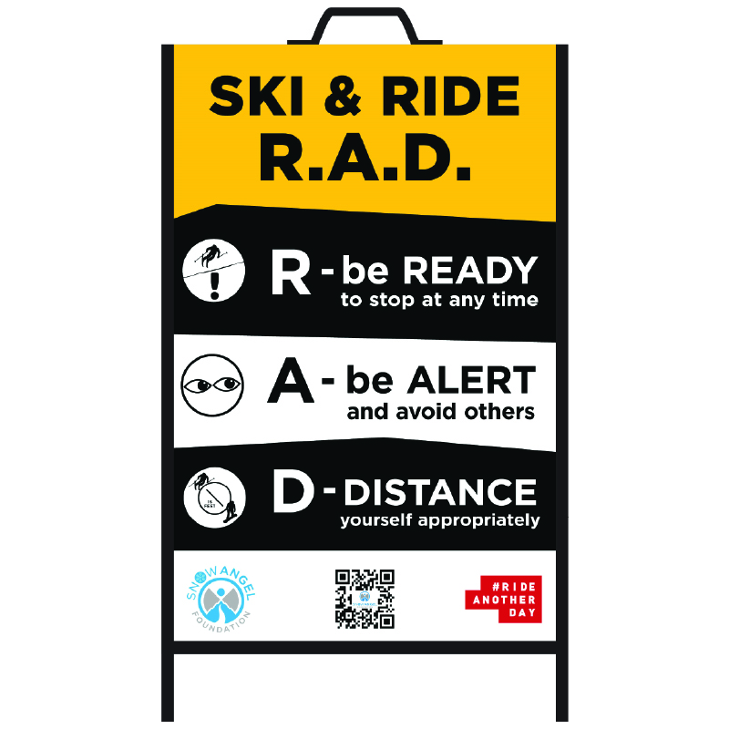 S655 Ski & Ride R.A.D. - Snow Angel Foundation Metal Sandwich Board 24" x 36"