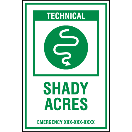 B220 Green Circle Technical - With Custom Trail Name and Emergency # 12" x 18" Coroplast