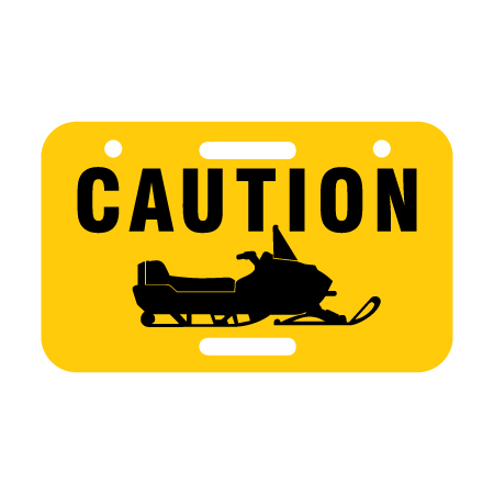 D03 Caution - Snowmobile - Yellow Rectangle Disc 11.5" x 7"