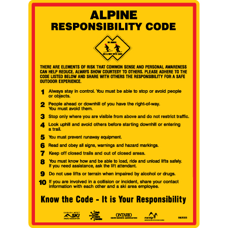 H603 Alpine Responsibility Code - Canadian Version 15" x 20"