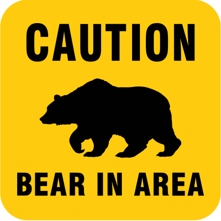 S303 Caution Bear in Area 18" x 18"
