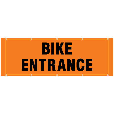 BH52 Bike Entrance - Hi Vis Orange Banner Horizontal 84" x 30"