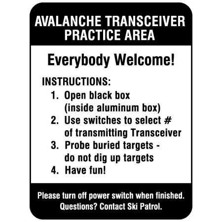 H324v Avalanche Transceiver Practice Area - Contact Ski Patrol 18" x 24"