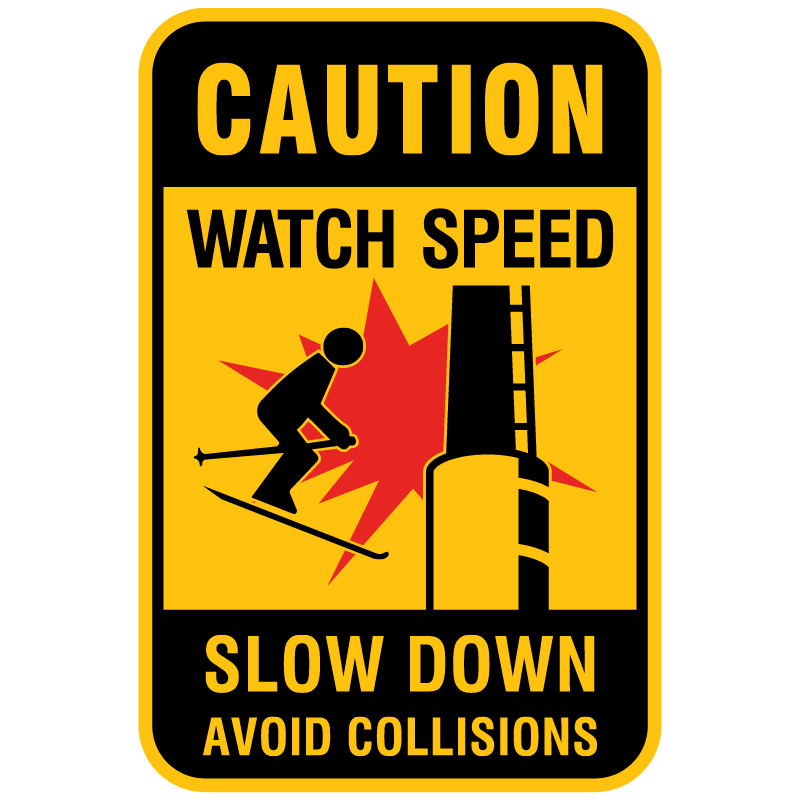 H173 Slow for Collision Safety (Skier & Object) - Snow Angel Foundation Sign 18" x 24"