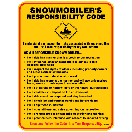 V110 Snowmobiler's Responsibility Code 18" x 24"