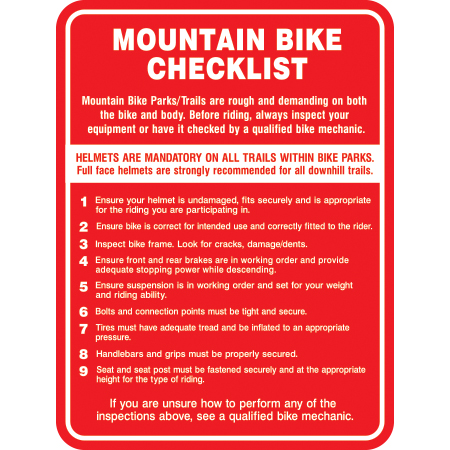 B703 Mountain Bike Checklist 36" x 24" Aluminum