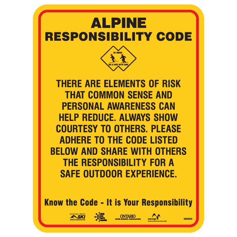 H605 Alpine Responsibility Code - Canadian Version (Set of 11 Signs) 18" x 24"