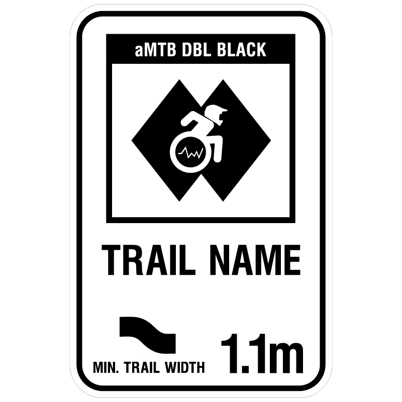 B288 Double Black Diamond Technical aMTB Trail Sign with Custom Name & Trail Width 18" x 24" Aluminum