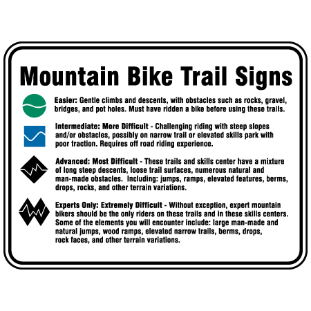 B804 Mountain Bike Trail Signs 18" x 24" Aluminum