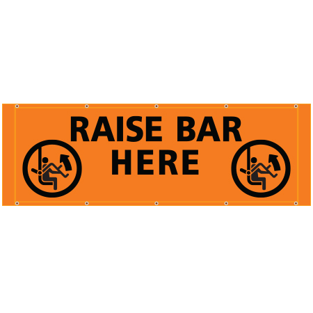 BH31 Raise Bar Here - Hi Vis Orange Banner Horizontal 84" x 30"