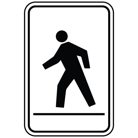 PS-003 Pedestrian Crosswalk Left or Right 12" x 18"