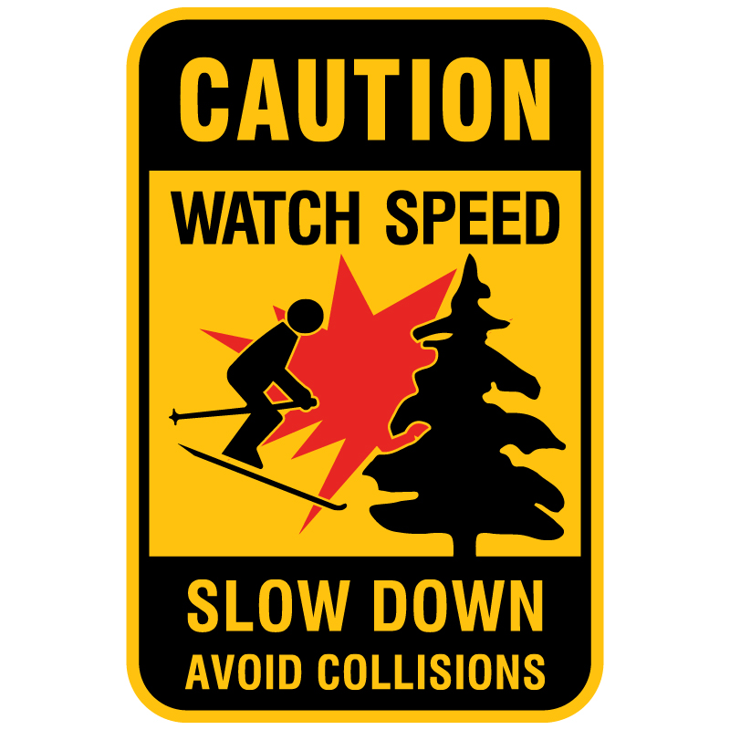 H172 Slow for Collision Safety (Skier & Tree) - Snow Angel Foundation Sign 18" x 24"