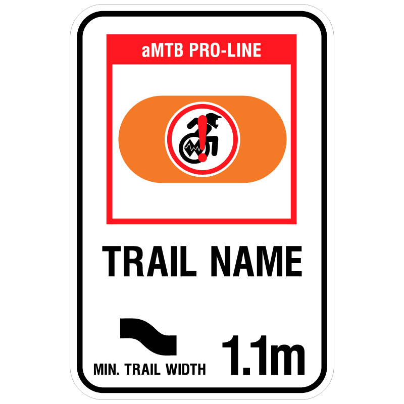 B299 Pro Line Freeride aMTB Trail Sign with Custom Name & Trail Width 18" x 24" Aluminum