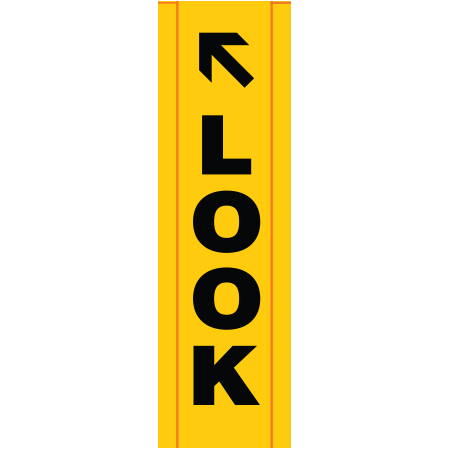 BV07 Look Left Arrow - Yellow Banner Vertical 18" x 60"