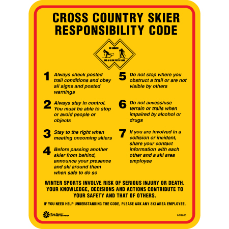 W149 Cross Country Skier Responsibility Code - Cross Country Ski Areas Association Version 18" x 24"