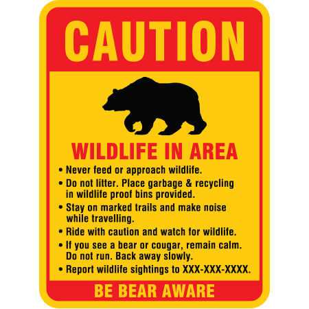 S304 Caution - Wildlife in Area Be Bear Smart 18" x 24"