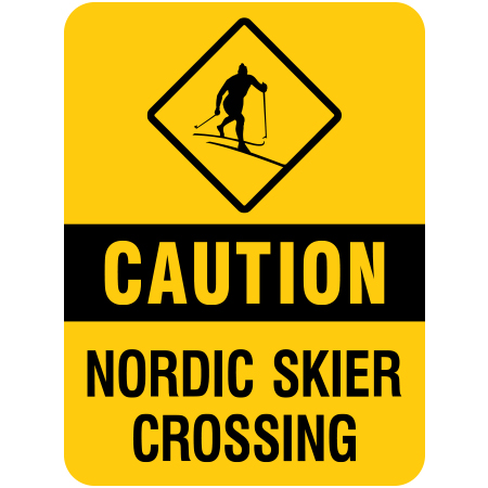 W112 Caution - Nordic Skier Crossing 18" x 24"