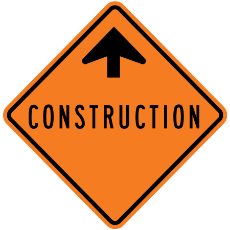 C-018-1A Construction Ahead with Arrow 30" x 30" ASTM 9 Diamond Grade Reflective