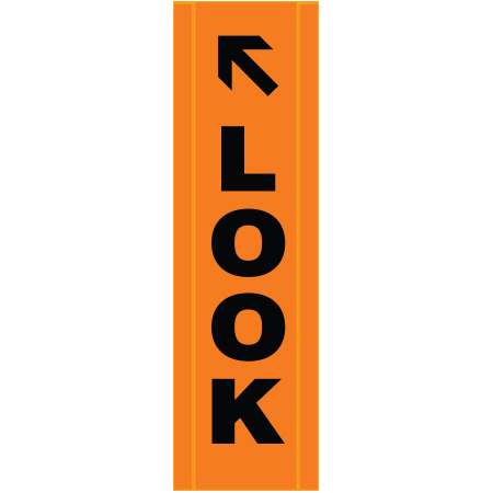BV07 Look Left Arrow - Hi Vis Orange Banner Vertical 18" x 60"