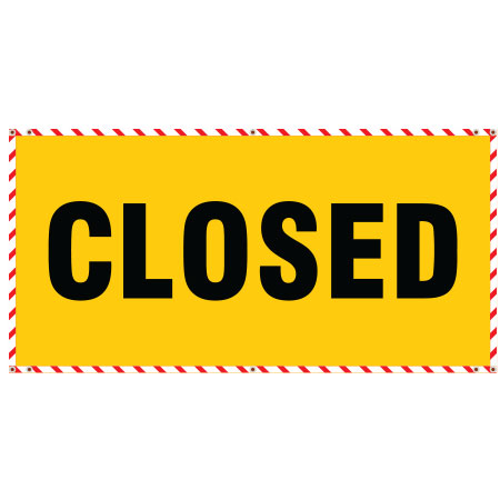 BG05 Closed - Yellow Ticker Tape Banner Rectangle 72" x 36"