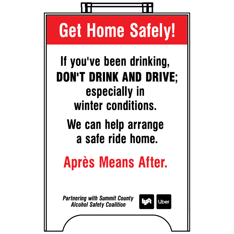 S700 Get Home Safely! If You've Been Drinking, Don't Drink and Drive Sandwich Board 24" x 36"