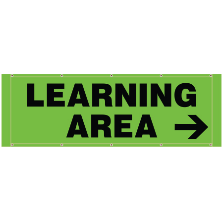 BH38 Learning Area Arrow Pointing Right - Hi Vis Green Banner Horizontal 84" x 30"