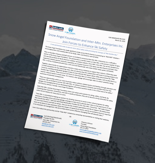Press Release: Snow Angel & Inter-Mtn. Team Up