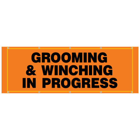 BH41 Grooming & Winching in Progress - Hi Vis Orange Banner Horizontal 84" x 30"