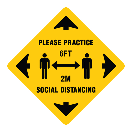 F007 Please Practice Social Distancing 12" x 12" Floor Decal