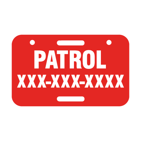 D20 Patrol with Phone Number - Red Rectangle Disc 11.5" x 7"