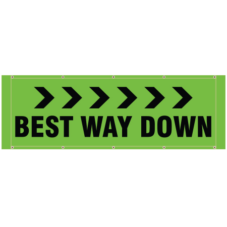 BH26 Best Way Down Right Arrows - Hi Vis Green Banner Horizontal 84" x 30"