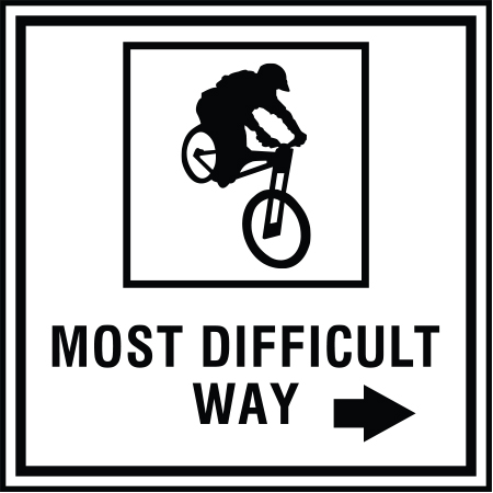B160 Most Difficult Way with Mountain Bike Symbol and Arrow