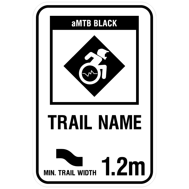 B287 Black Diamond Technical aMTB Trail Sign with Custom Name & Trail Width 18" x 24" Aluminum