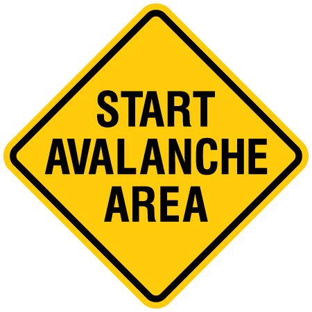 W-106v Warning - Start Avalanche Area 18" x 18"