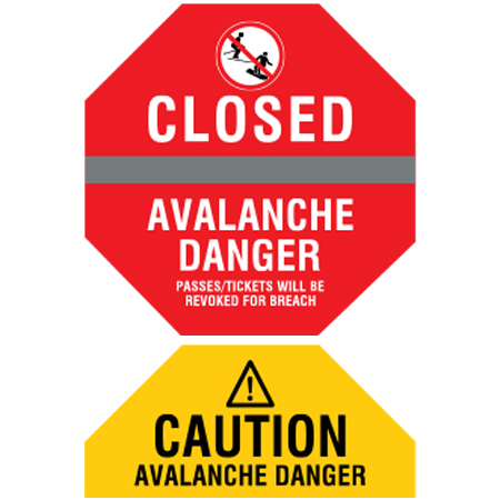 H316 Closed/Caution Avalanche Danger - Flip Sign 18" x 18"