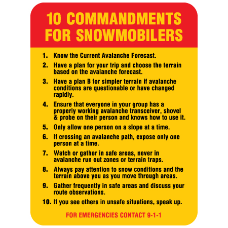 V101 10 Commandments for Snowmobilers 18" x 24"