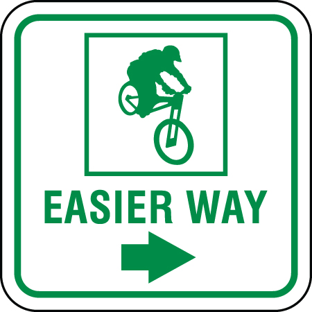 B158 Easier Way with Mountain Bike Symbol and Arrow 12" x 12" Aluminum