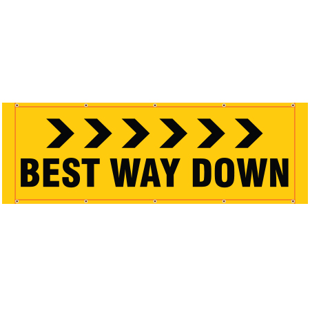 BH26 Best Way Down Right Arrows - Yellow Banner Horizontal 84" x 30"